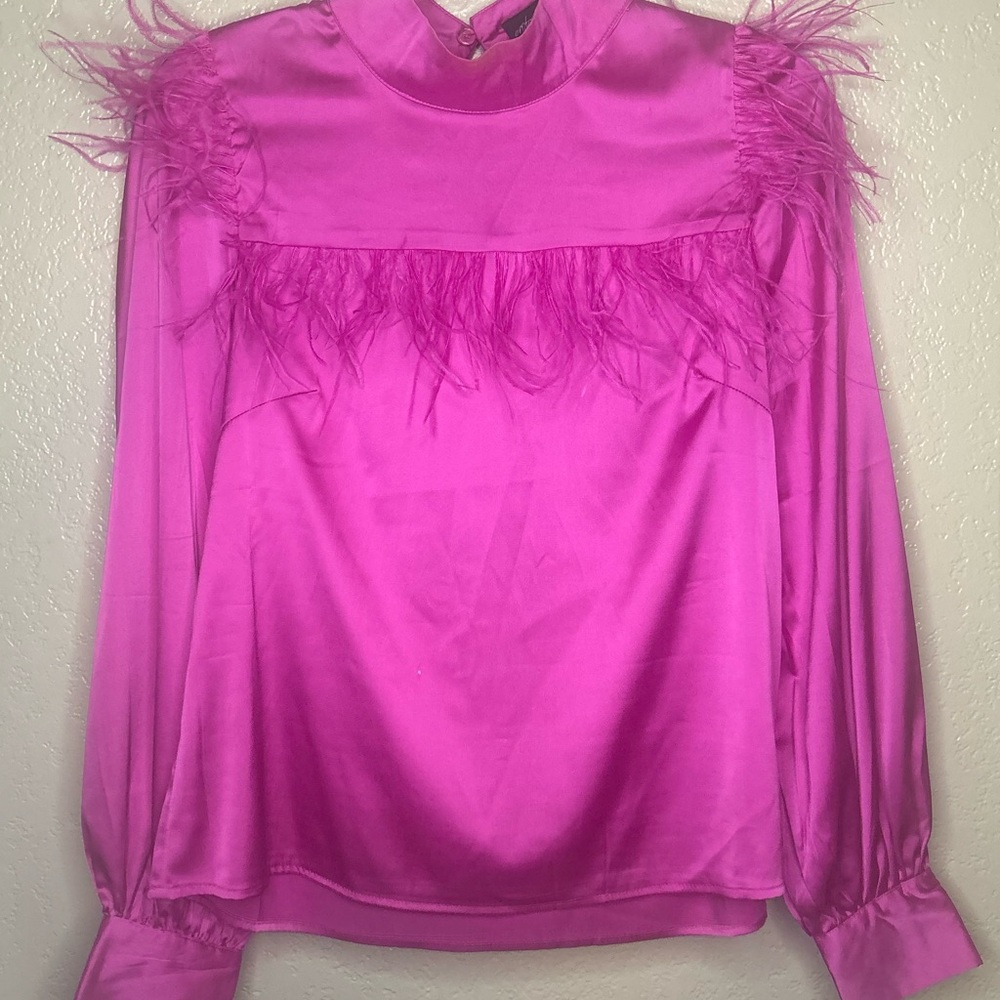 Elegant Pink Feathered Women's Top